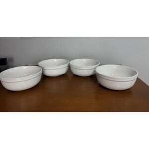 Pottery Barn Du Jour Bowls 6" White Suppertime Set of 4 Ceramic Soup Cereal